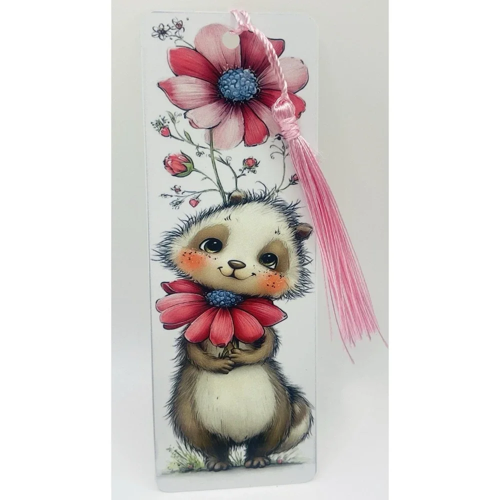 Cute Baby Chipmunk Aluminum Bookmark With Tassel. 6X2